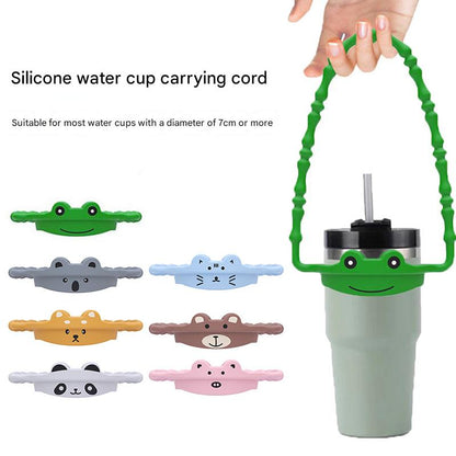 2 Pcs Green Frog Adorable Animal Silicone Cup Carrier - Portable Reusable Handle for Water Cup(cup not included) Tristar Online