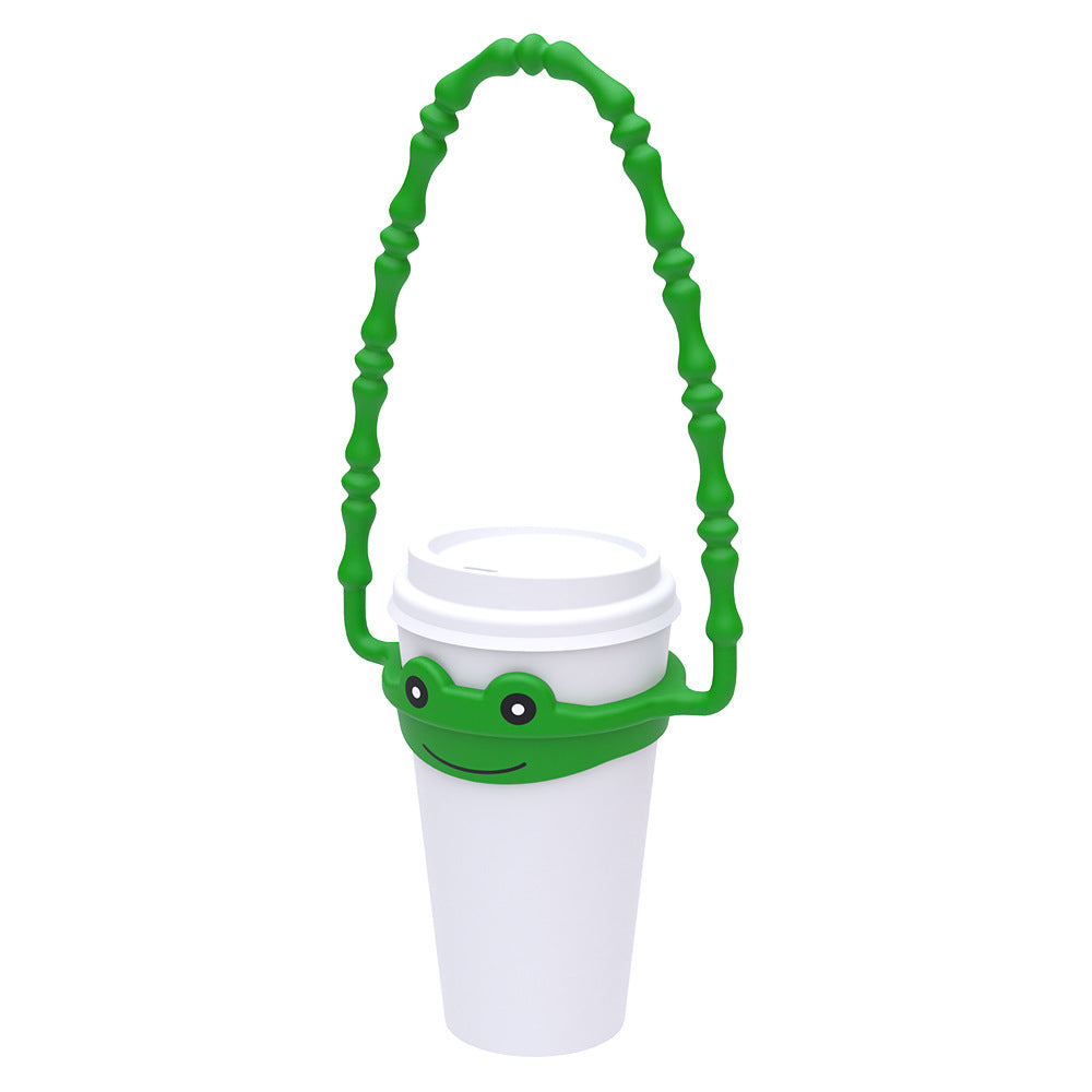 2 Pcs Green Frog Adorable Animal Silicone Cup Carrier - Portable Reusable Handle for Water Cup(cup not included) Tristar Online
