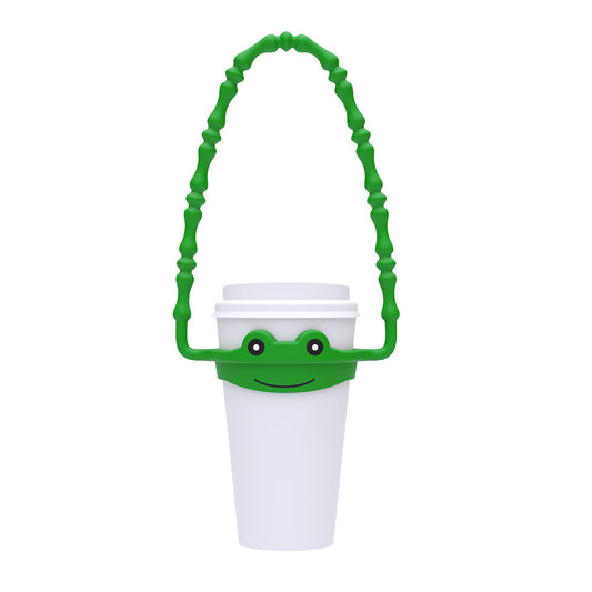 2 Pcs Green Frog Adorable Animal Silicone Cup Carrier - Portable Reusable Handle for Water Cup(cup not included) Tristar Online