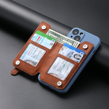 2 Pcs Khaki Multifunction Stick-On Phone Wallet - PU Leather Card Holder with Zipper & Flip Cover Tristar Online