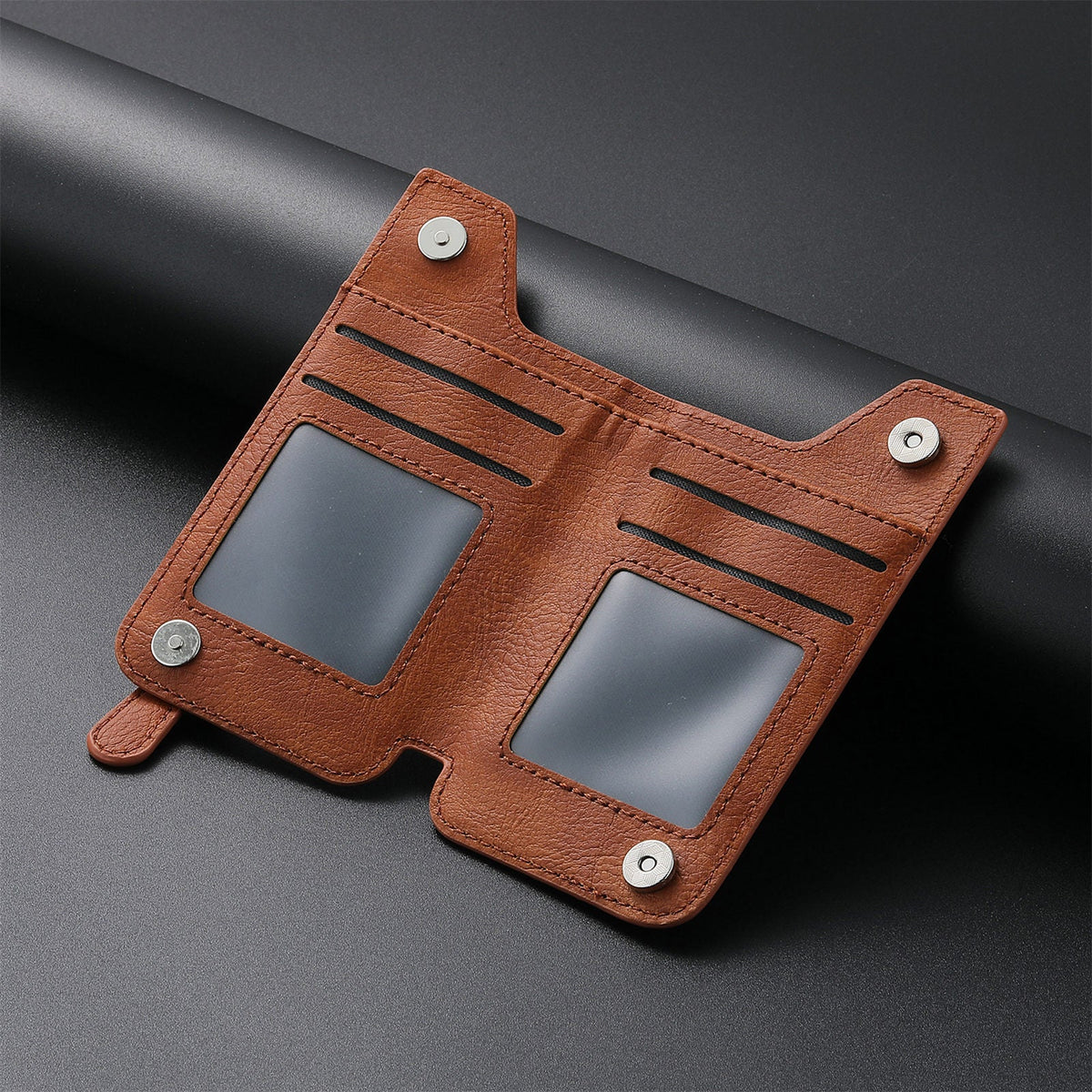 2 Pcs Khaki Multifunction Stick-On Phone Wallet - PU Leather Card Holder with Zipper & Flip Cover Tristar Online
