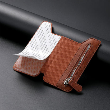 2 Pcs Khaki Multifunction Stick-On Phone Wallet - PU Leather Card Holder with Zipper & Flip Cover Tristar Online