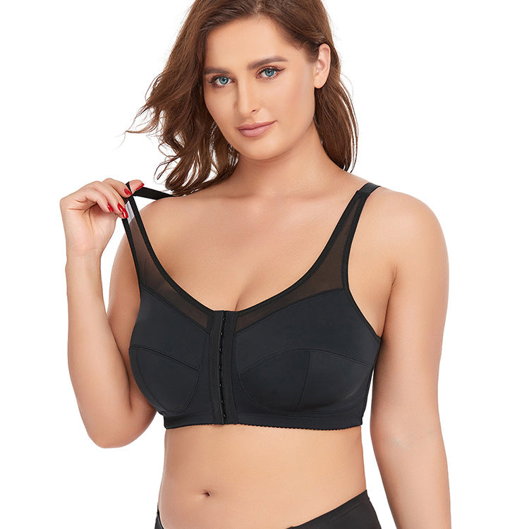 2 Pcs Size 5XL Women's Wireless Large-Cup Lace Bra with Front Clasp - Comfortable, Breathable, Black Tristar Online