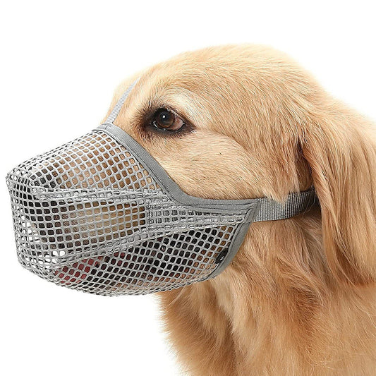 2 Pcs Size M Grey Breathable Mesh Dog Muzzle - Anti-Barking, Biting & Chewing - Adjustable & Comfortable Nylon Muzzle for Dogs Tristar Online