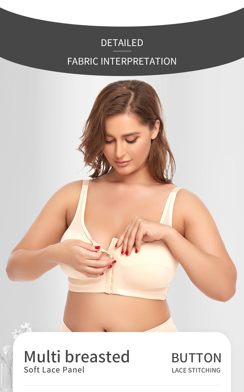 2 Pcs Size XXL Women's Wireless Large-Cup Lace Bra with Front Clasp - Comfortable, Breathable, Beige Tristar Online