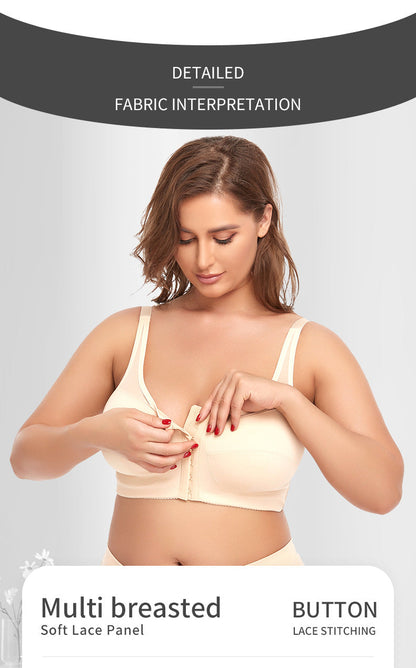 2 Pcs Size XXL Women's Wireless Large-Cup Lace Bra with Front Clasp - Comfortable, Breathable, Beige Tristar Online