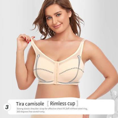 2 Pcs Size XXL Women's Wireless Large-Cup Lace Bra with Front Clasp - Comfortable, Breathable, Beige Tristar Online