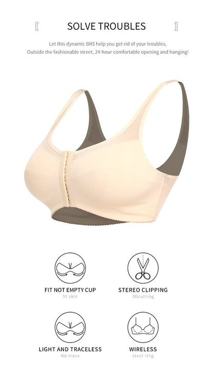 2 Pcs Size XXL Women's Wireless Large-Cup Lace Bra with Front Clasp - Comfortable, Breathable, Beige Tristar Online