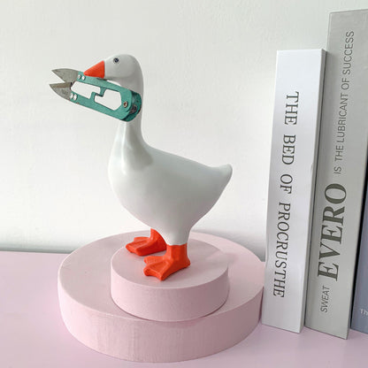 2 Pcs White and Yellow Whimsical Magnetic Goose Figurine - Novelty Key Holder & Desk Organizer Tristar Online