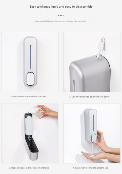 2 Pcs White Modern Wall-Mounted Press Soap Dispenser - 300ml Refillable Pump for Bathroom & Kitchen Tristar Online