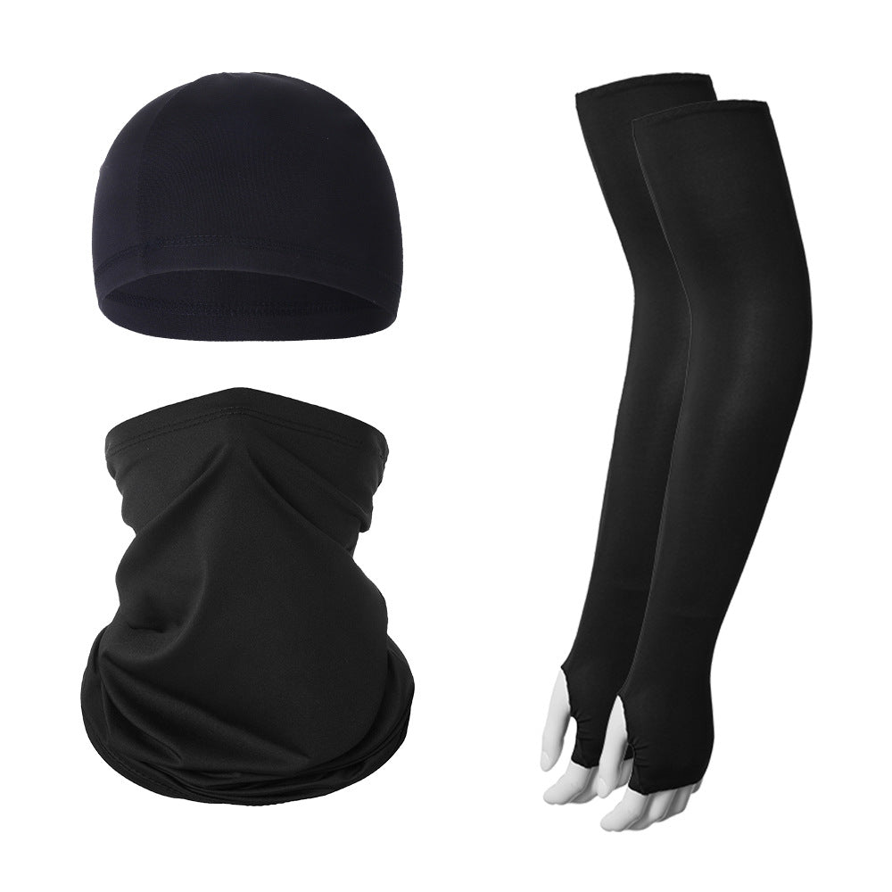 2 Sets Black Cooling UV Protection Set - 2 Skull Cap, 2 Neck Gaiter & 4 Arm Sleeves for Outdoor Sports Tristar Online