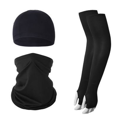2 Sets Black Cooling UV Protection Set - 2 Skull Cap, 2 Neck Gaiter & 4 Arm Sleeves for Outdoor Sports Tristar Online