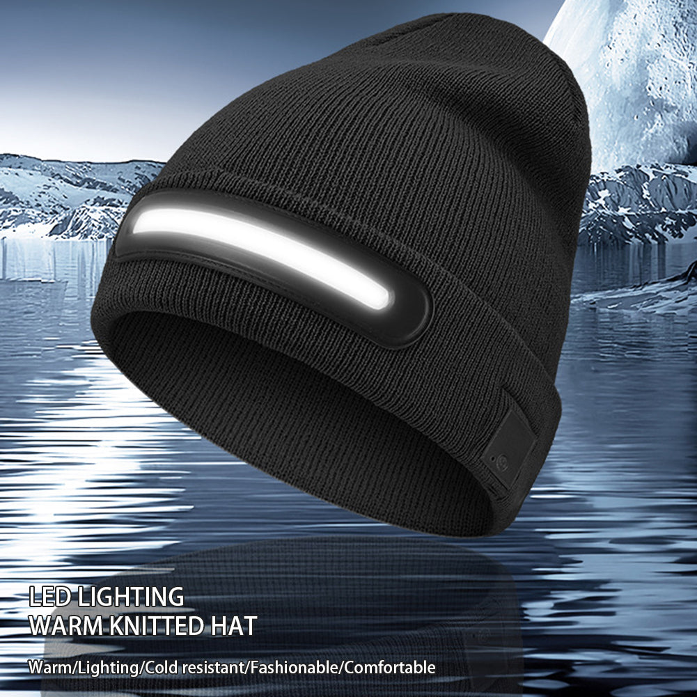 Rechargeable LED Headlamp Wide Beam Warm Knitted Beanie Hat Tristar Online