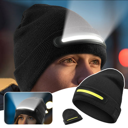 Rechargeable LED Headlamp Wide Beam Warm Knitted Beanie Hat Tristar Online