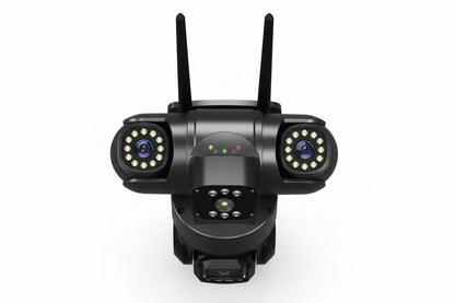 15MP WiFi PTZ Outdoor Security Camera – Triple Lens, 3-Screen View, 10X Zoom, Human Detection, IP Cam Pristine - Refurbished