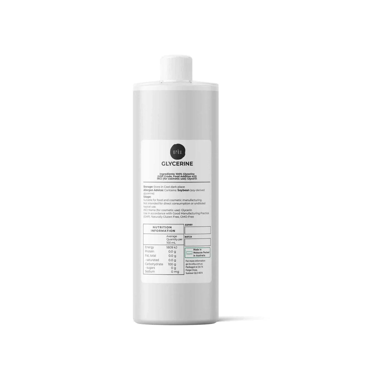 Orku 250mL Glycerine 99.9% Pure USP Food Cosmetic Grade - Vegetable Glycerol