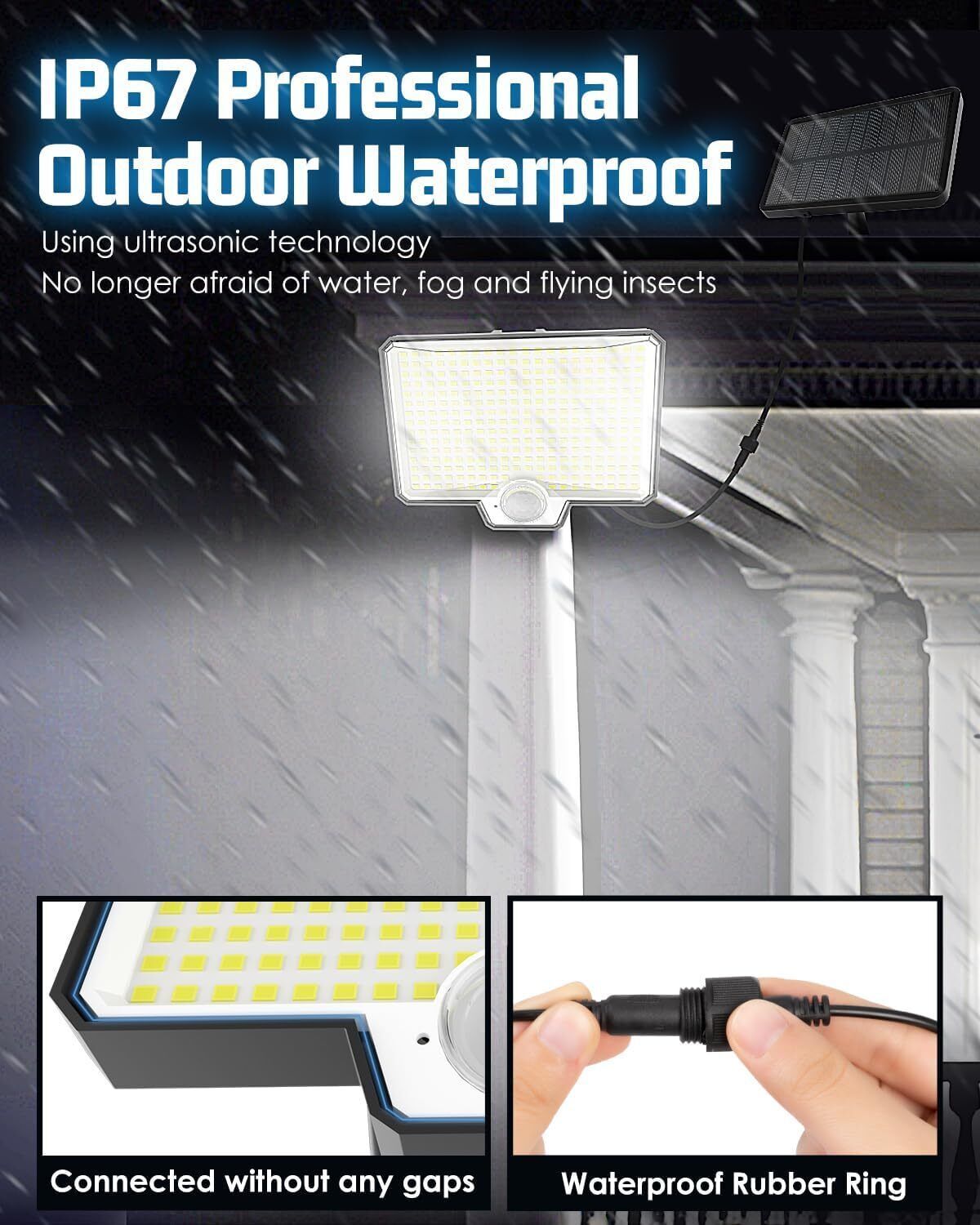 294 LED Solar Light Motion Sensor 6500K Black Outdoor Security Wall Flood Lamp Tristar Online