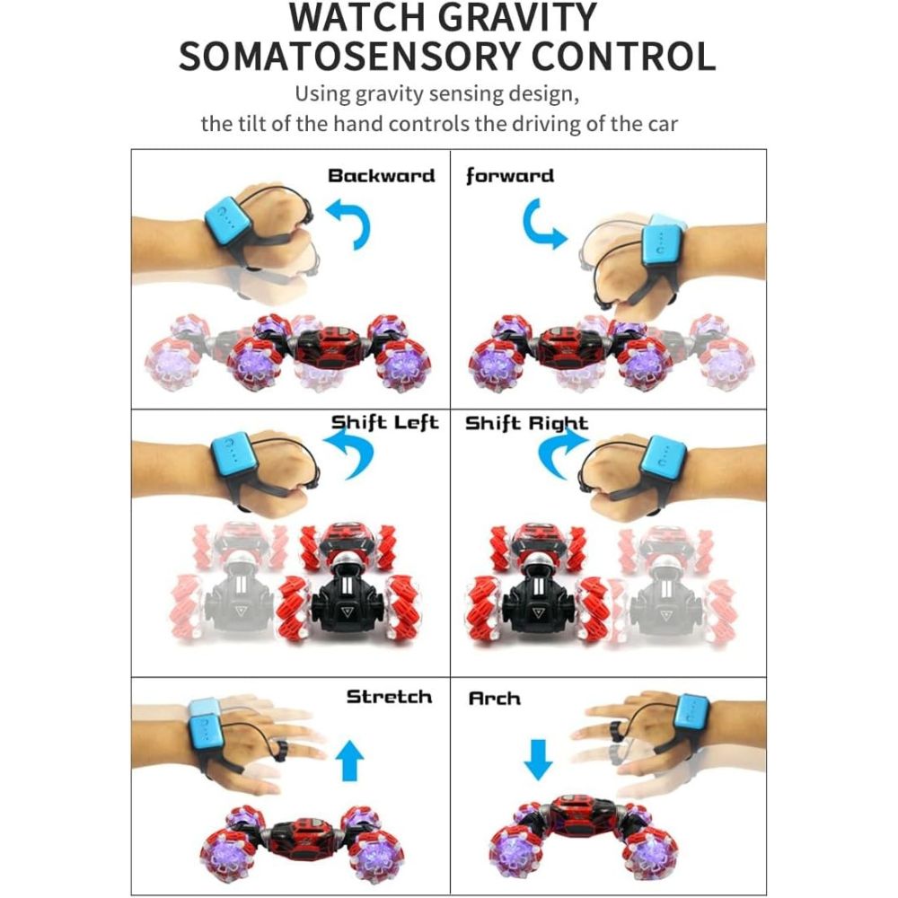 GW124 Hand Gesture Control RC Double-Sided Twist Stunt Red Car