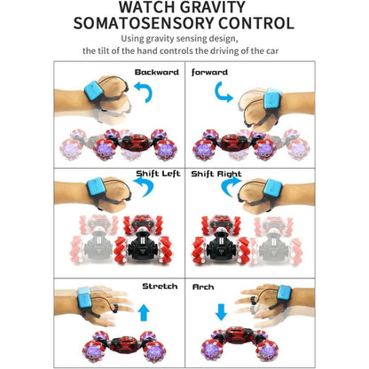 GW124 Hand Gesture Control RC Double-Sided Twist Stunt Red Car