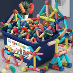 Building Blocks Set - Educational Montessori Toy - Mag Ball Sticks and Rods - Great Children's Gift - Kid Magic Mag Building Blocks Set (52 Pieces) Tristar