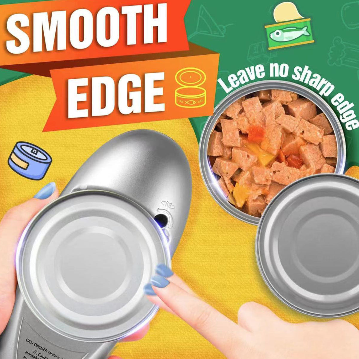 2pc One-Touch Electric Can Opener - Automatic Hands-Free Operation with Safety Smooth Edge(silver) Tristar Online
