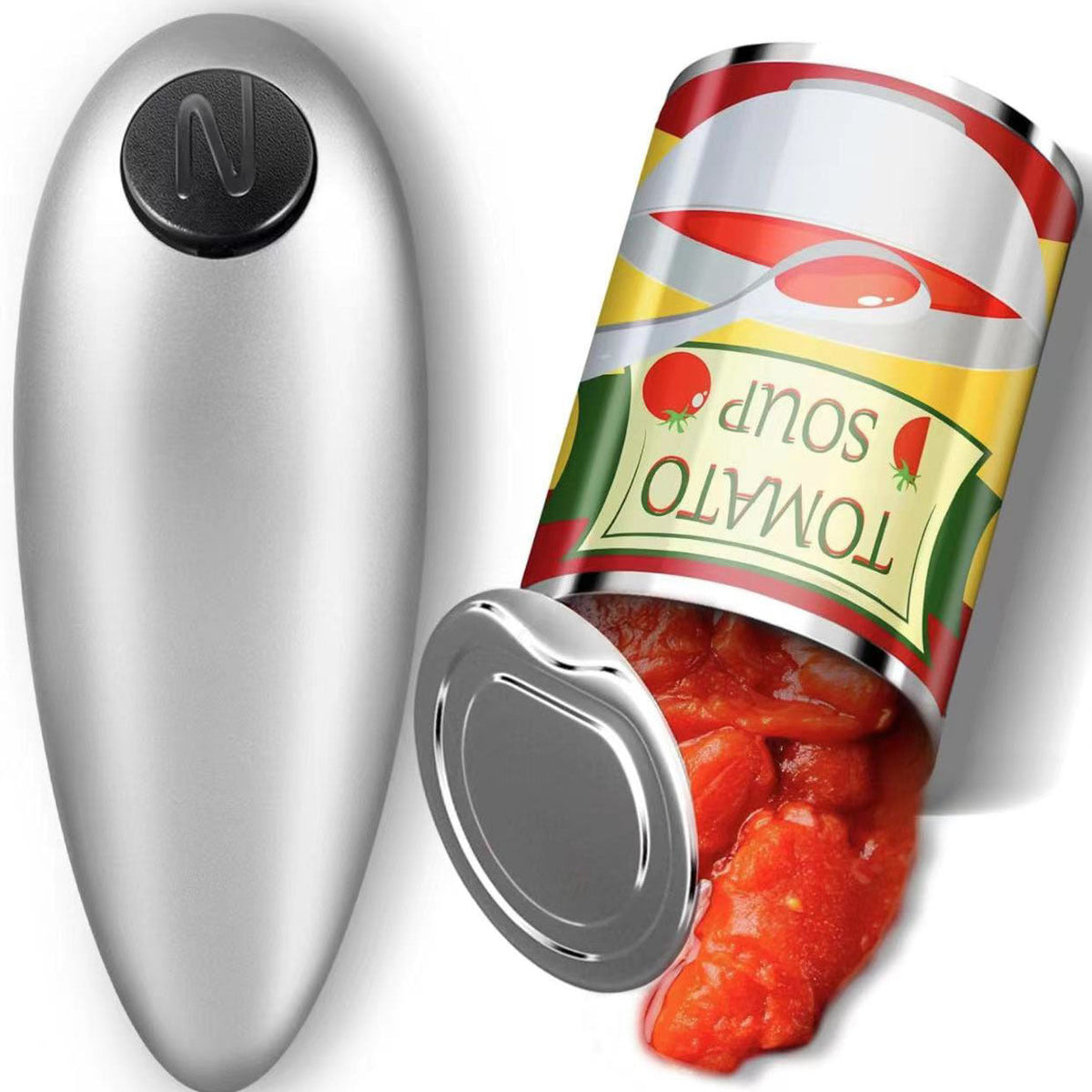 2pc One-Touch Electric Can Opener - Automatic Hands-Free Operation with Safety Smooth Edge(silver) Tristar Online