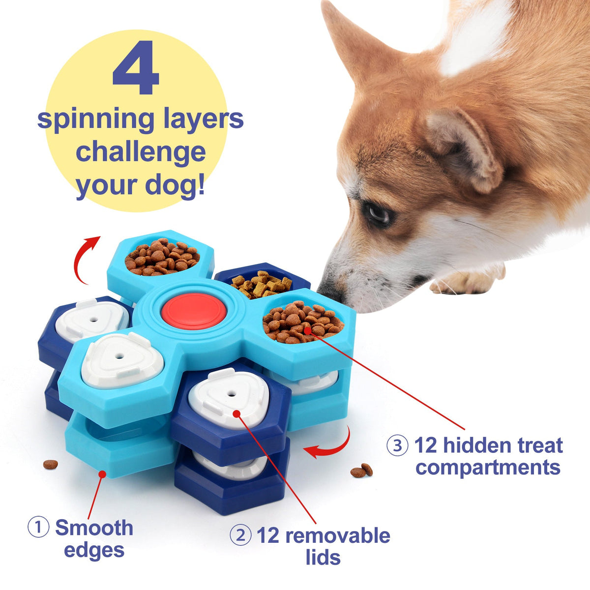 2Pcs Interactive Dog Puzzle Toy - 4 Spinning Layers Treat Dispensing Feeder for Mental Stimulation Tristar Online