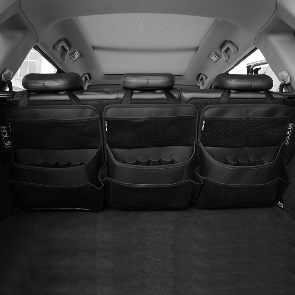3 Pcs Black Premium Car Back Seat & Trunk Organizer - Multi-Pocket Hanging Storage Bag Tristar Online