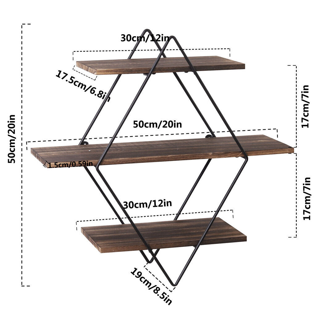 3 Tier Diamond Metal Floating Shelves Wall Mounted Display Tristar Online