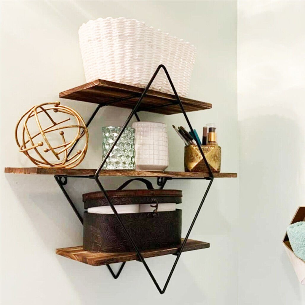 3 Tier Diamond Metal Floating Shelves Wall Mounted Display Tristar Online