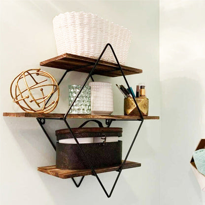 3 Tier Diamond Metal Floating Shelves Wall Mounted Display Tristar Online