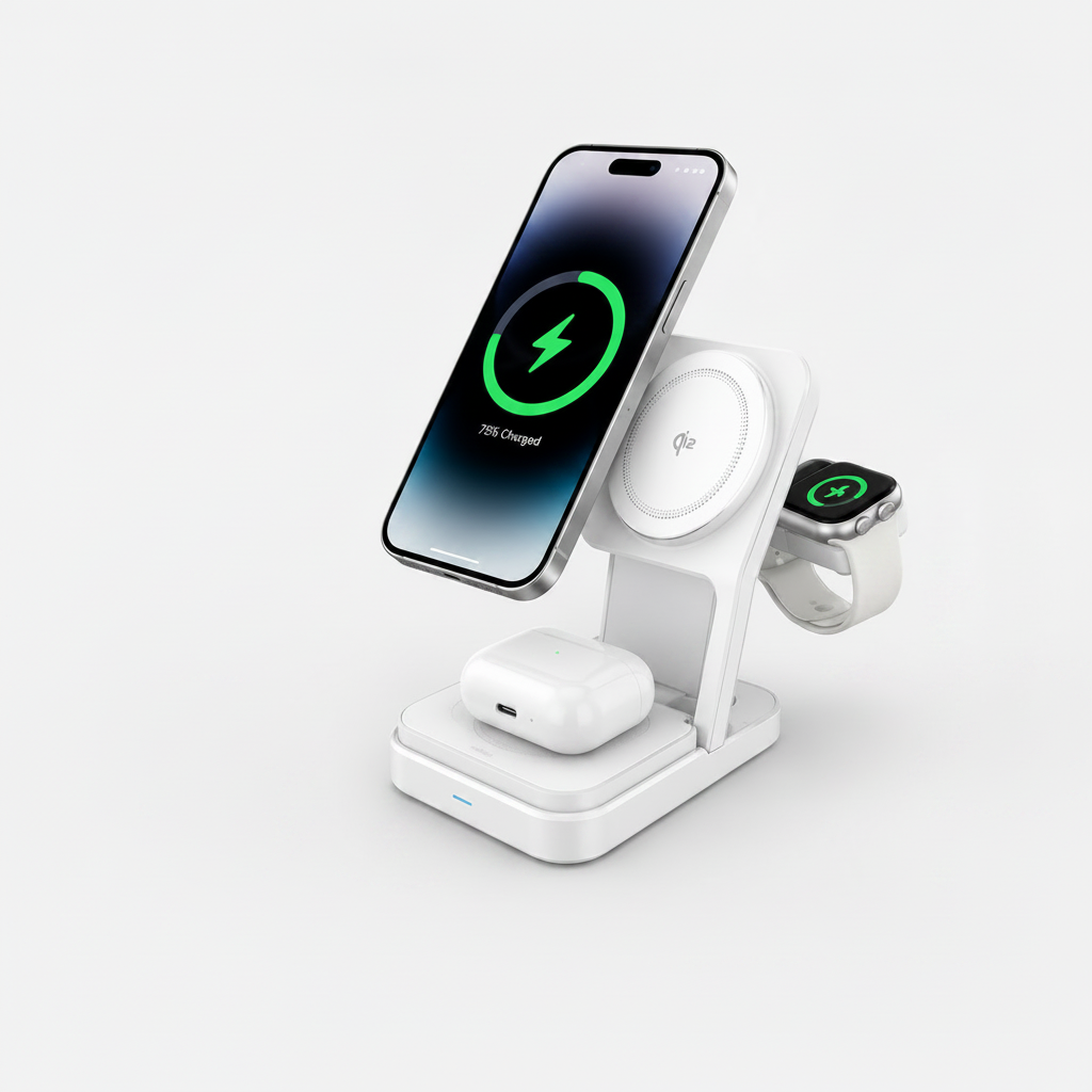 SPROUT Qi2 Magnetic 3-in-1 Wireless Charger – White - Fast Charging Stand for iPhone, Apple Watch & AirPods - Pristine - Refurbished SPROUT