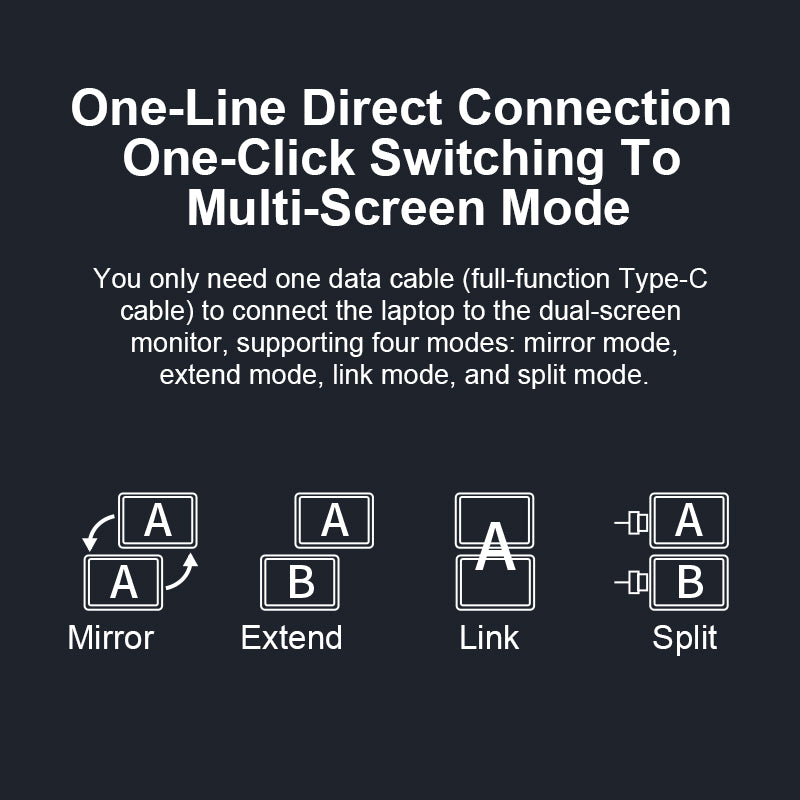 Trion 15.6-inch Full HD Foldable Dual Portable Monitor - Plug and Play Screen Extender