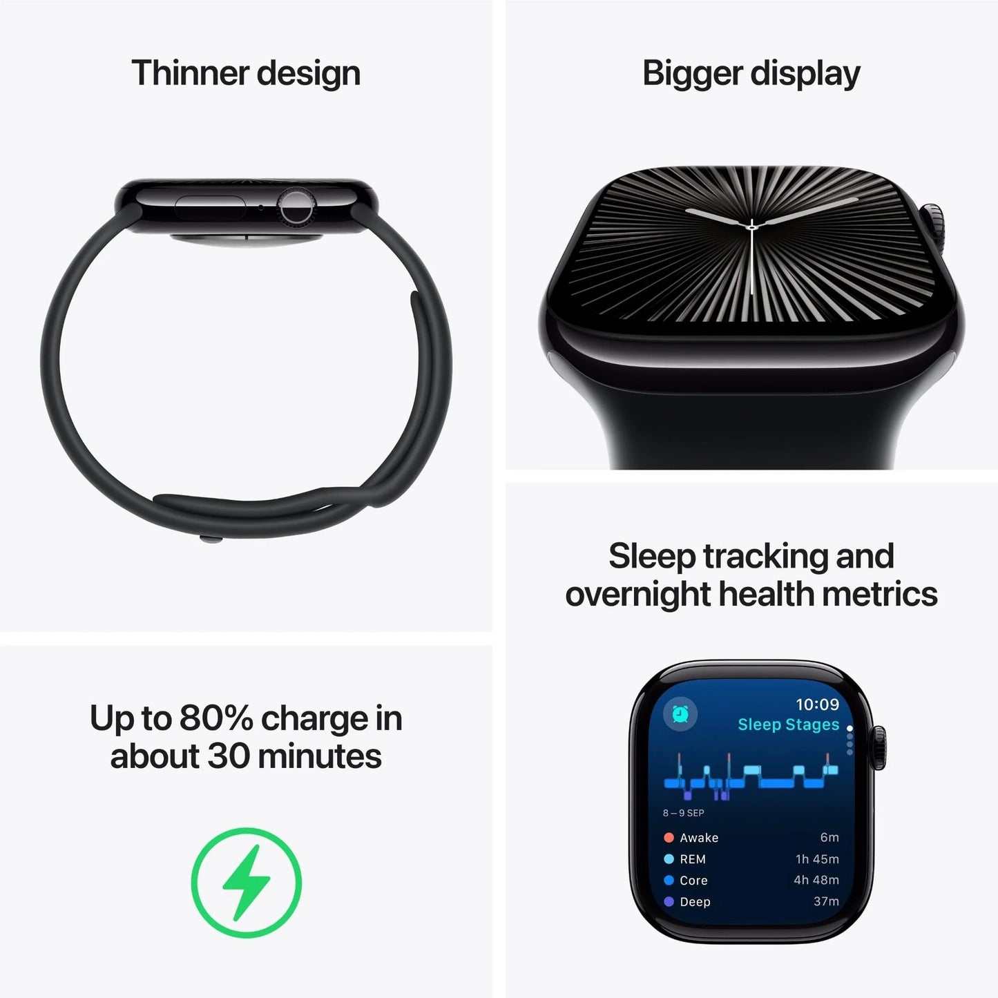 Apple Watch Series 10 46mm Jet Black Aluminium Case GPS + Cellular Sport Band - Excellent - Refurbished ( Au Version ) Apple