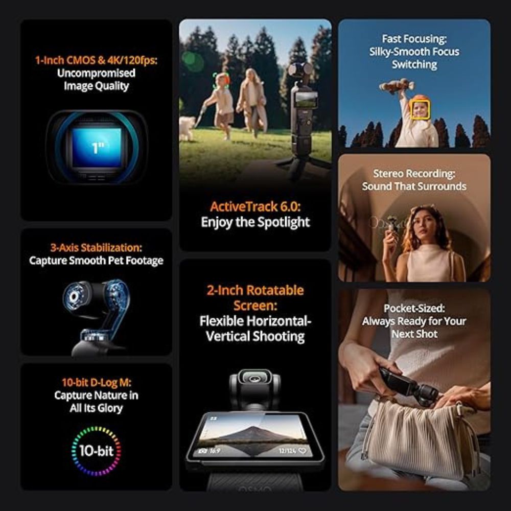 DJI Osmo Pocket 3 – 4K Vlogging Camera | 1″ CMOS, Stabilized, Fast Focus, Rotatable Screen DJI