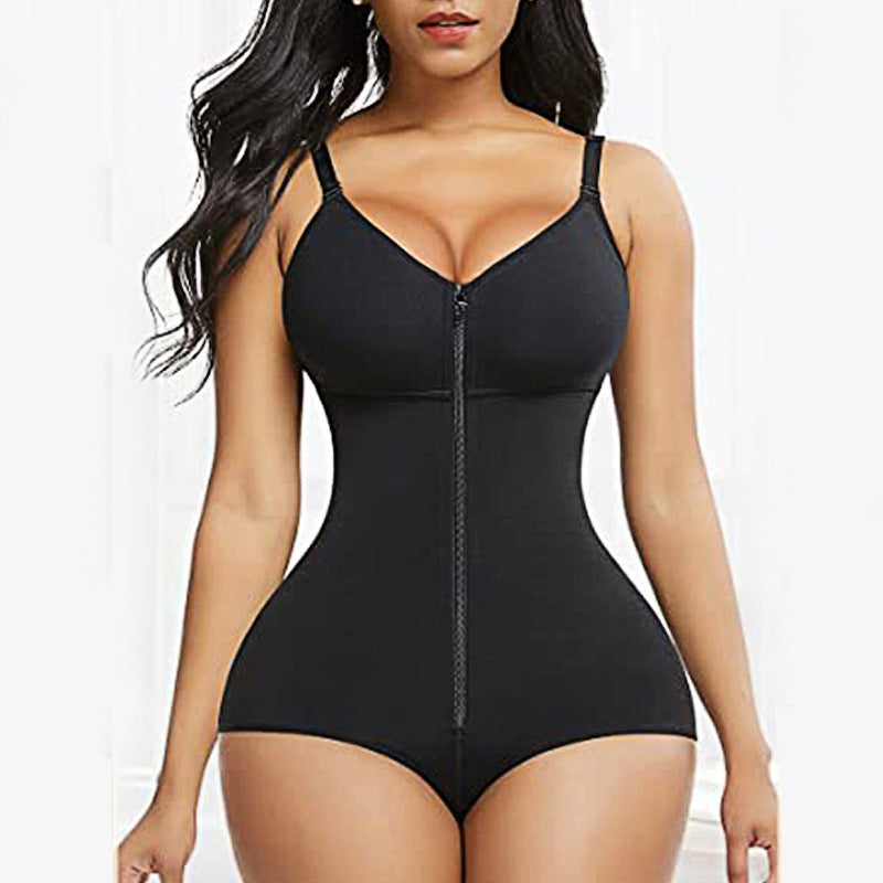 3XL Black Women's Seamless Body-Shaping Onesie with Zipper - Abdomen Slimming and Hip Lifting Tristar Online