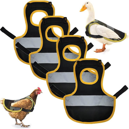 4 Pcs Black High Visibility Chicken & Duck Safety Vest - Reflective Poultry Jacket Tristar Online