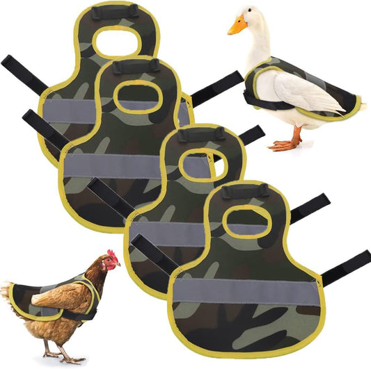 4 Pcs Camouflage Green High Visibility Chicken & Duck Safety Vest - Reflective Poultry Jacket Tristar Online