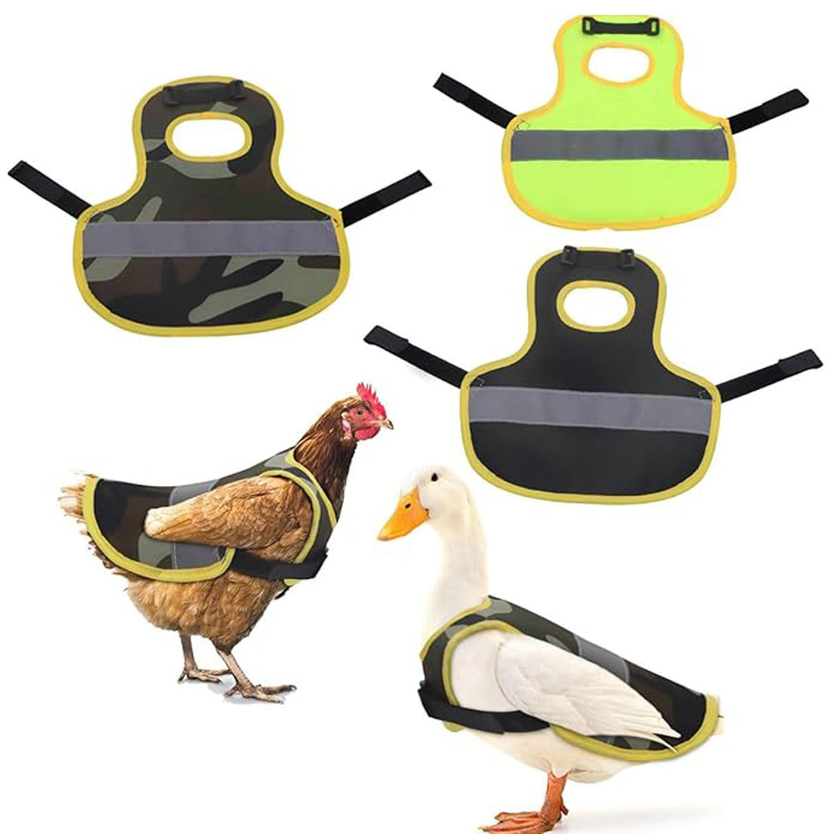 4 Pcs Fluorescent Green High Visibility Chicken & Duck Safety Vest - Reflective Poultry Jacket Tristar Online