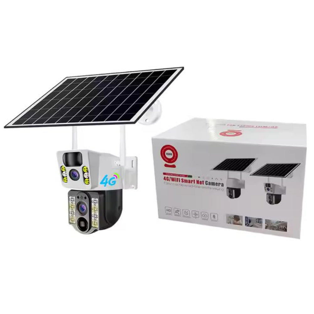 8MP 4K Wireless Solar Camera - 4G SIM & WiFi Outdoor Dual Lens IP Security Camera - PIR Motion Detection - V380 Pro