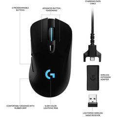 Logitech G703 Lightspeed Wireless Gaming Mouse - Black Logitech