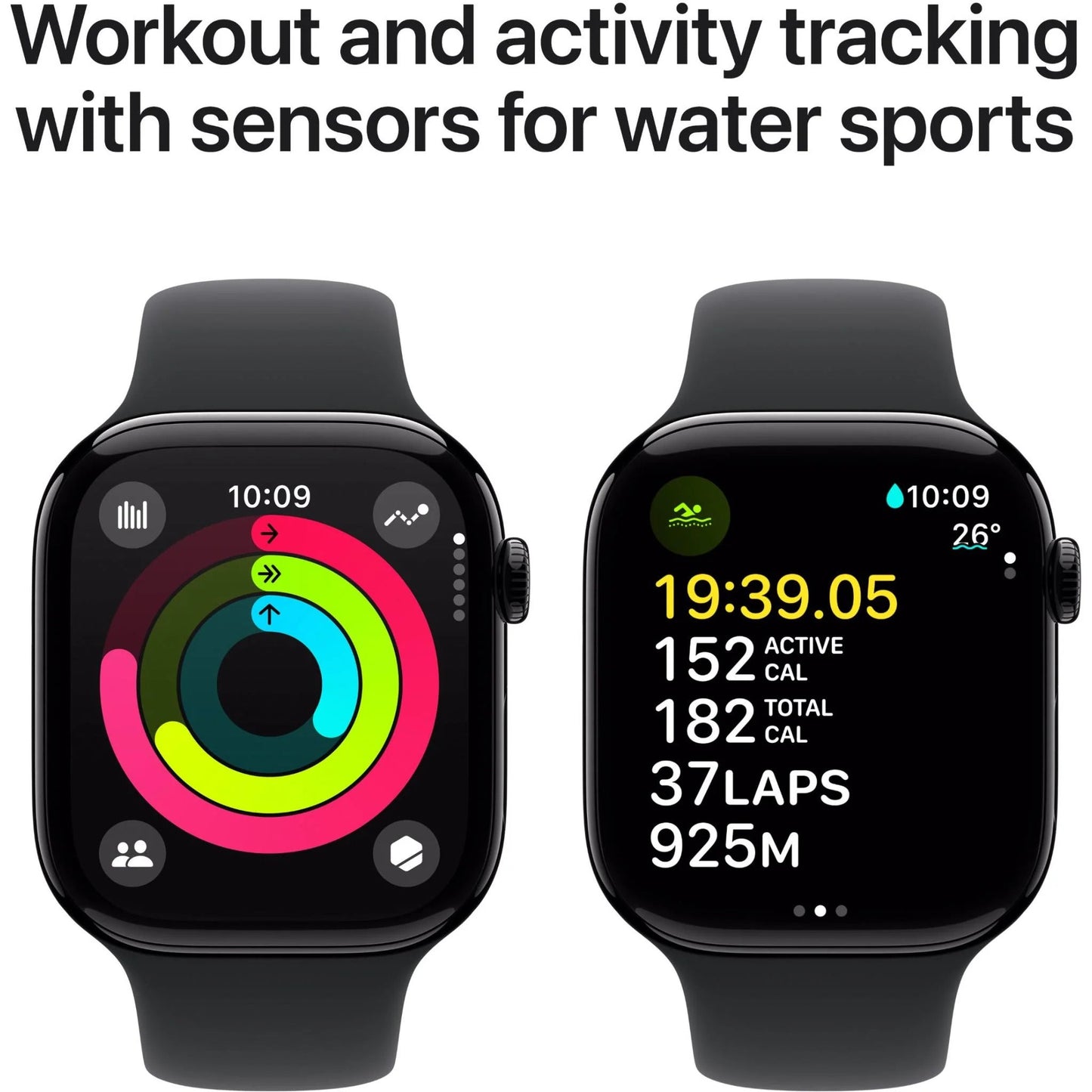 Apple Watch Series 10 46mm Jet Black Aluminium Case GPS + Cellular Sport Band - Excellent - Refurbished ( Au Version ) Apple