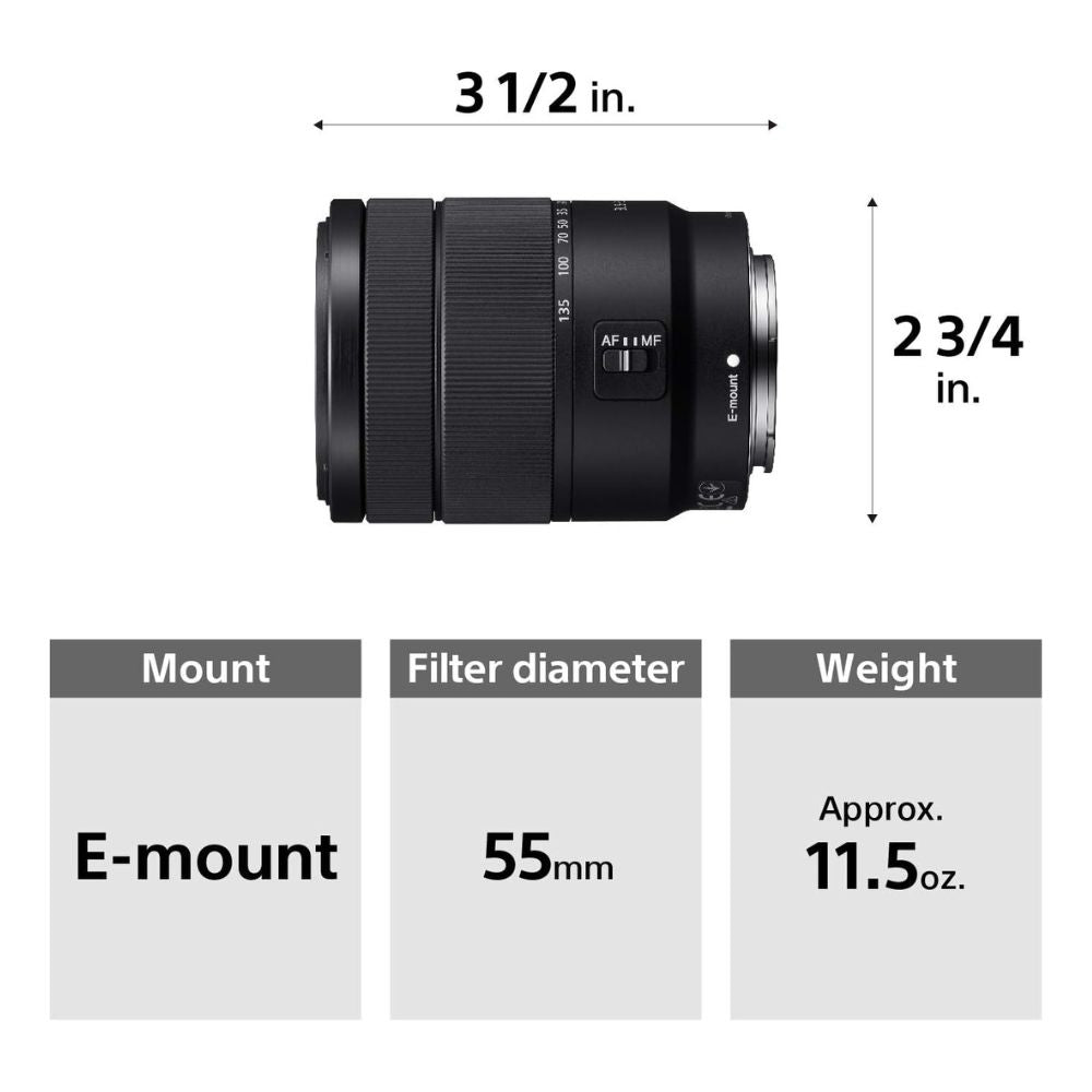 Sony E 18-135mm f/3.5-5.6 OSS Lens (SEL18135, Bulk Pack) Sony