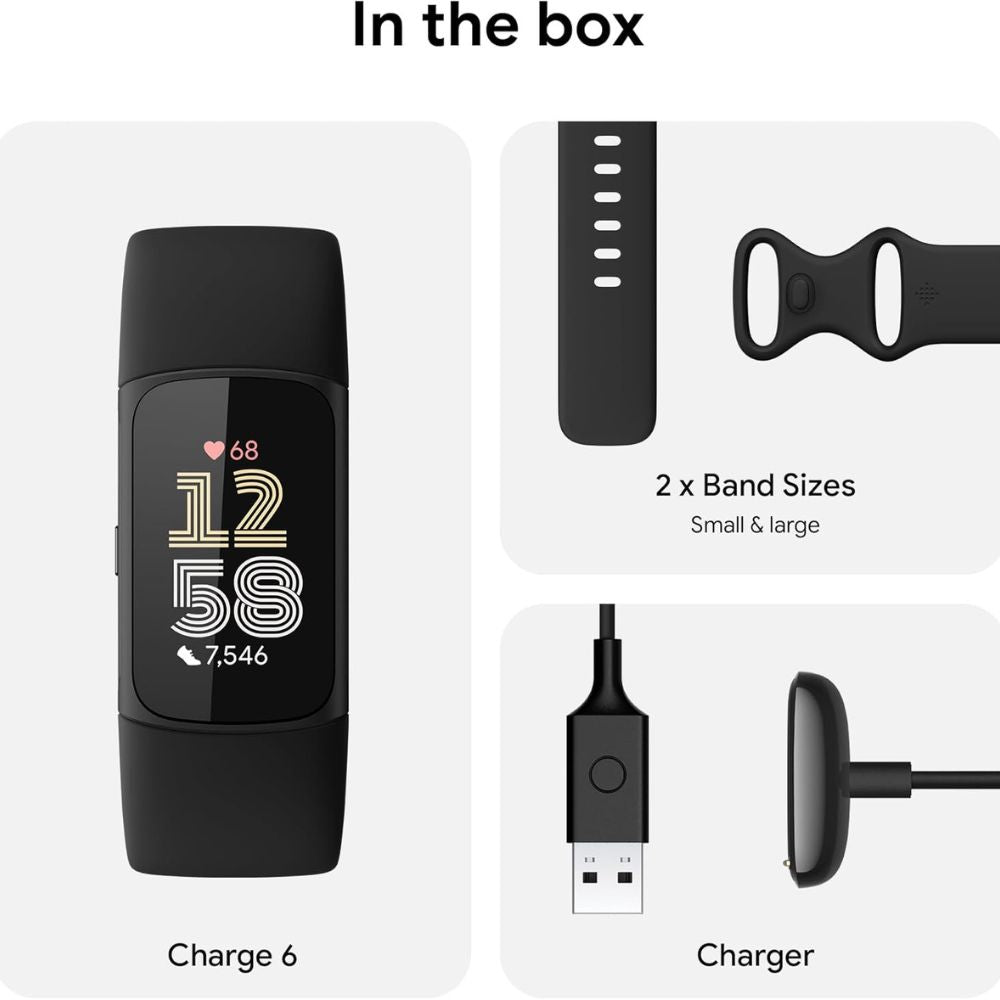 Fitbit Charge 6 Fitness Tracker - 1GB - Telstra - Black - Pristine - Refurbished