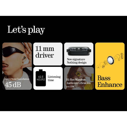 Nothing Ear (a) B162 Wireless Earbuds - Black, White, Yellow