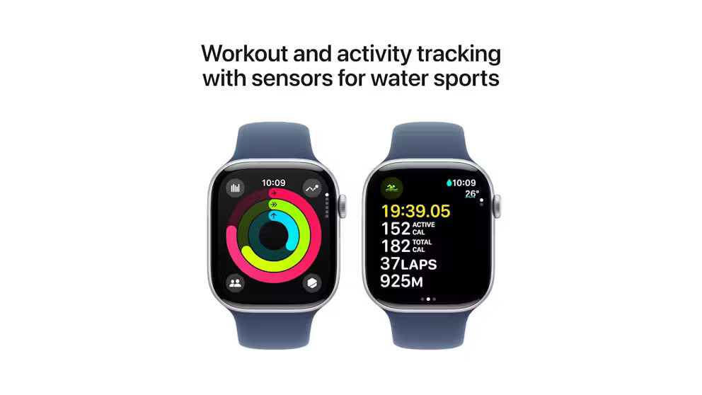Apple Watch Series 10 GPS + Cellular 46mm Silver Aluminium Case with Denim Sport Band - AU Version Apple