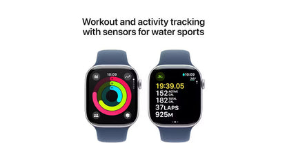 Apple Watch Series 10 GPS + Cellular 46mm Silver Aluminium Case with Denim Sport Band - AU Version Apple