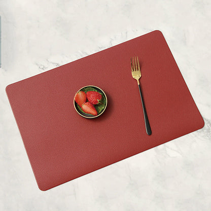5 PCS Red Nordic Style Leather Placemat - Anti-Slip, Heat-Resistant Table Mat 30cm x 45cm Tristar Online