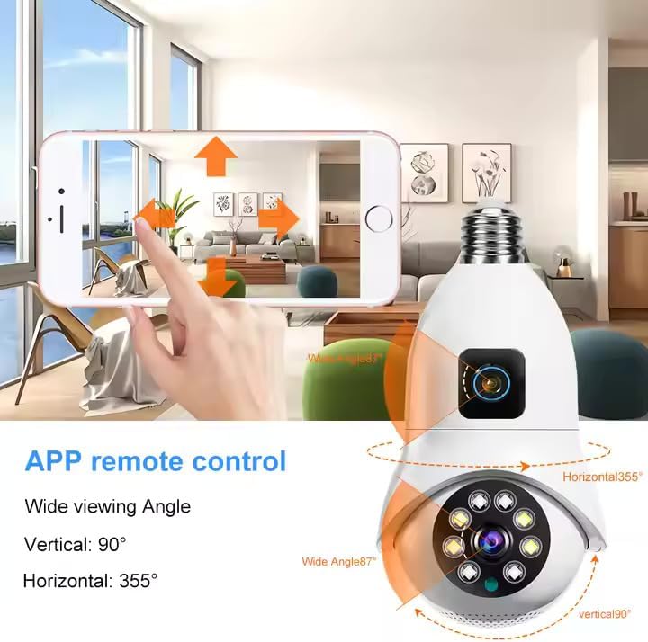 V380 Pro 4MP Waterproof IP Camera Dual Lens E27 New Bulb Full Color Night Vision Two Way Audio Outdoor Security Camera - Pristine - Refurbished Tristar