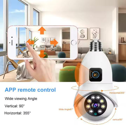 V380 Pro 4MP Waterproof IP Camera Dual Lens E27 New Bulb Full Color Night Vision Two Way Audio Outdoor Security Camera - Pristine - Refurbished Tristar